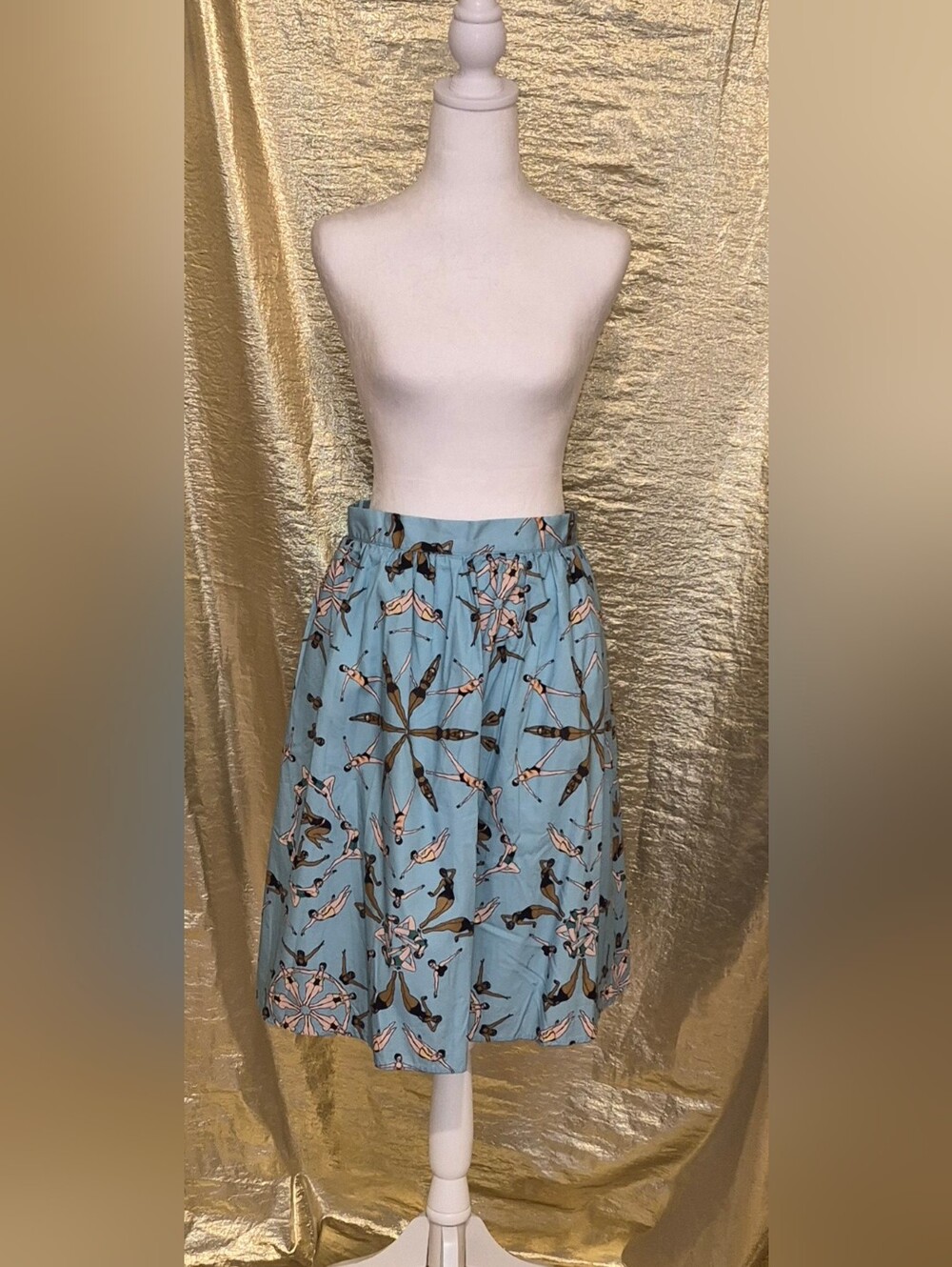 ModCloth Sleeveless Light Blue Print Skirt and Matching Top - Picture 4 of 8